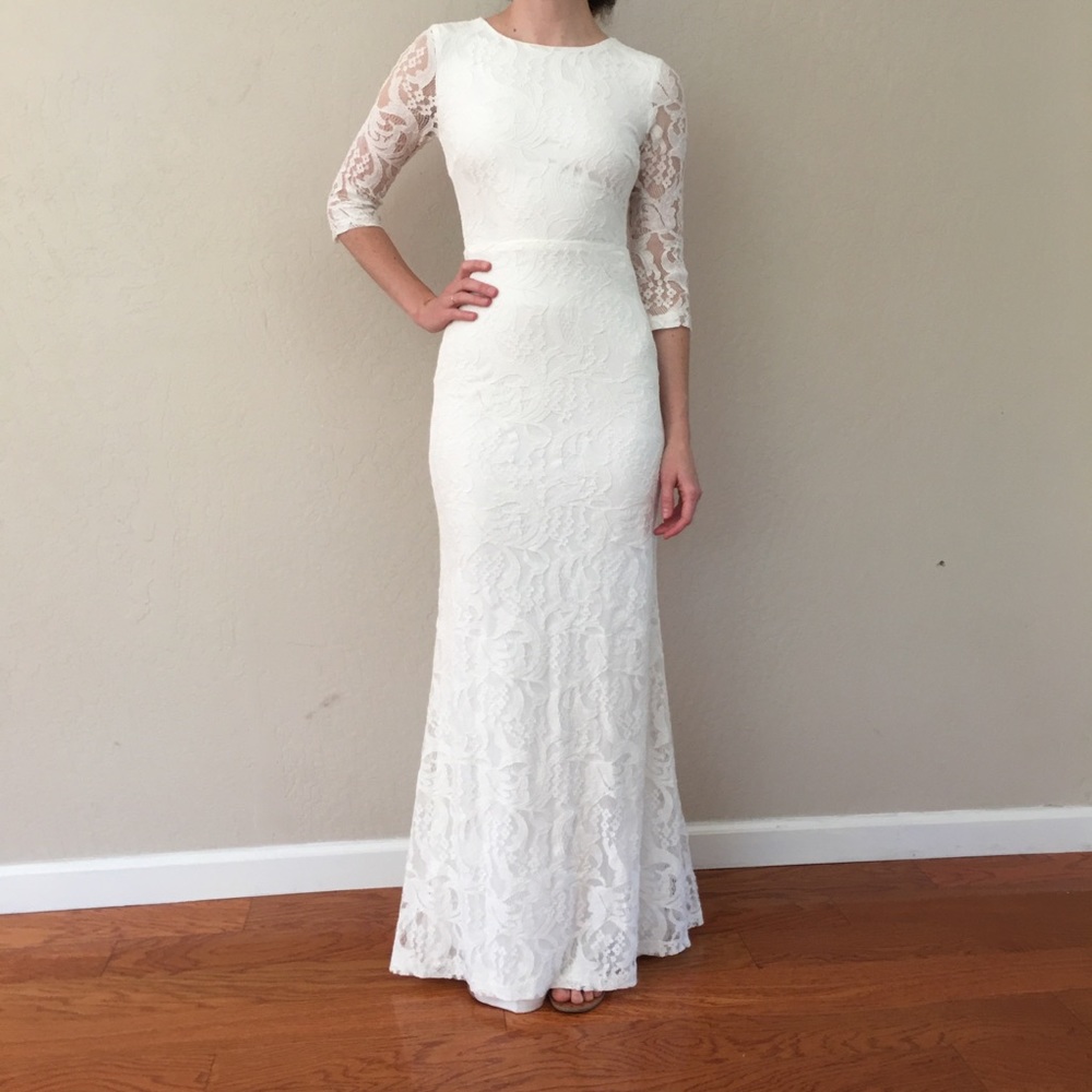 Lulus ‘Adley’ White Lace Backless Maxi Dress